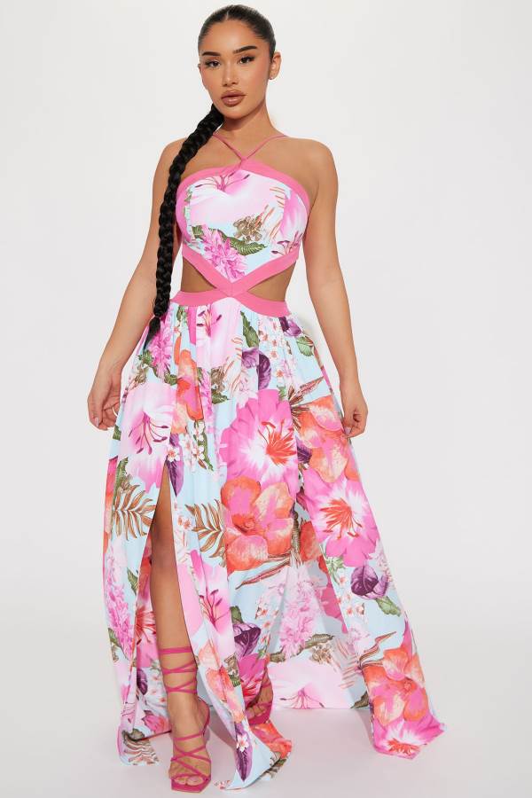 Pink Fashion Nova Catalina Maxi Women Dress USA | 375241JAD