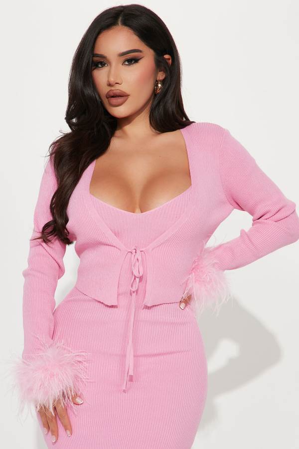 Pink Fashion Nova Dianne Sweater Midi Set Women Dress USA | 018926YKX