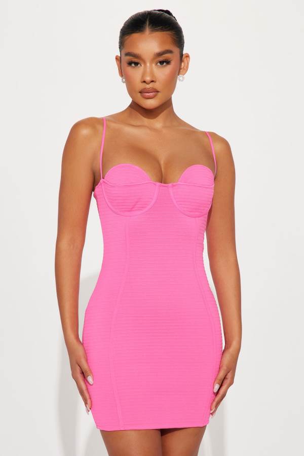 Pink Fashion Nova Fiora Bandage Micro Mini Women Dress USA | 047316OYF