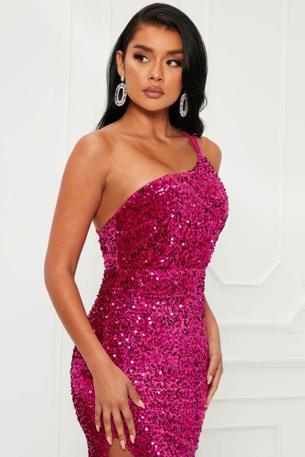 Pink Fashion Nova Forever Shining Sequin Maxi Women Dress USA | 706589BTC