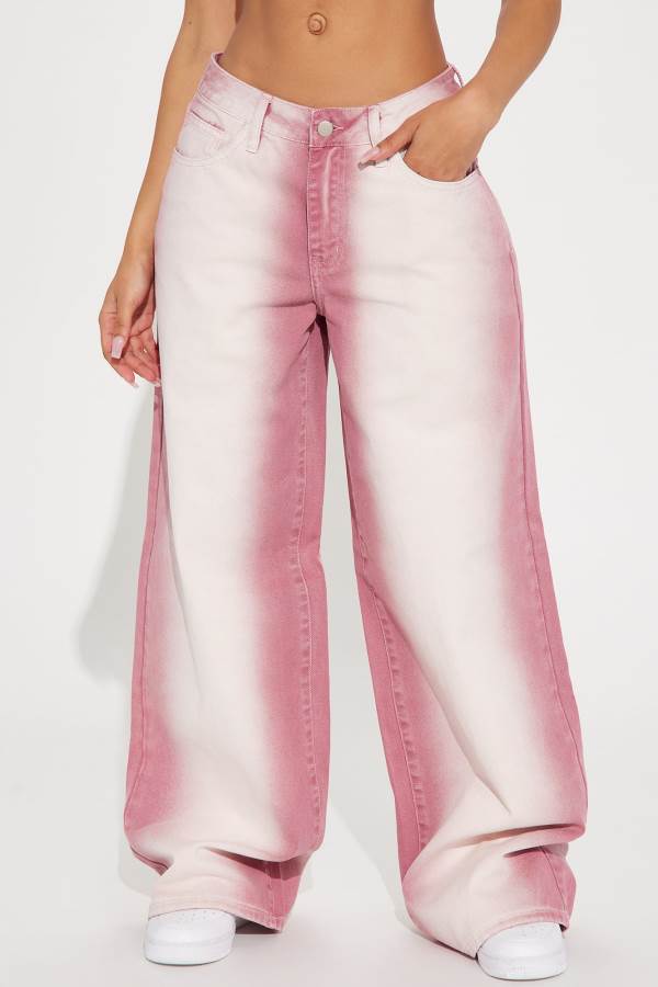 Pink Fashion Nova Get's Me Everytime Baggy Women Jeans USA | 389217HRJ