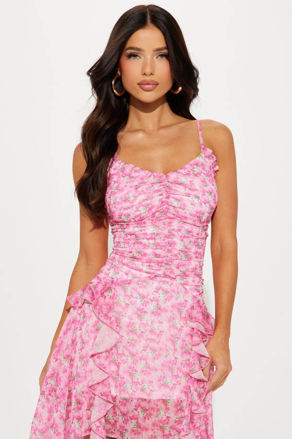 Pink Fashion Nova Jasmine Chiffon Mini Women Dress USA | 103572WBL