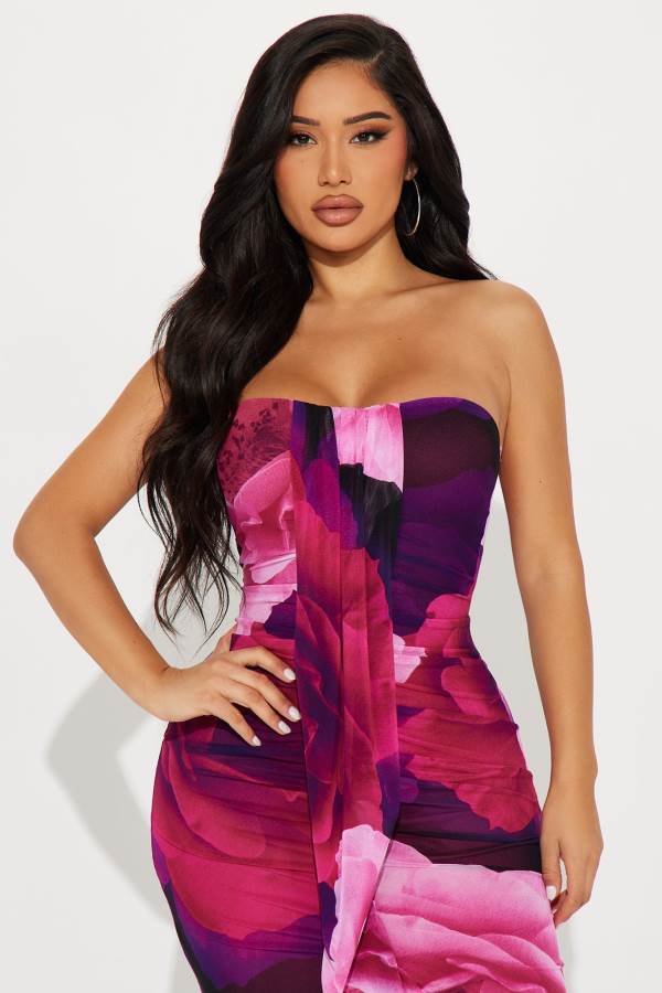 Pink Fashion Nova Kat Mesh Maxi Women Dress USA | 352416UWD