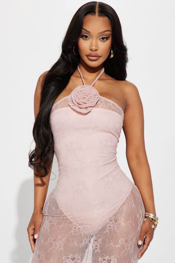 Pink Fashion Nova Seductive Lace Maxi Women Dress USA | 108547KYH