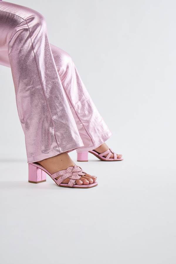 Pink Fashion Nova Shauna Pearl Heeled Women Sandals USA | 839421KZI