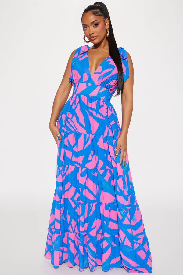 Pink Fashion Nova Take Me To Barbados Maxi Women Dress USA | 028369TMH