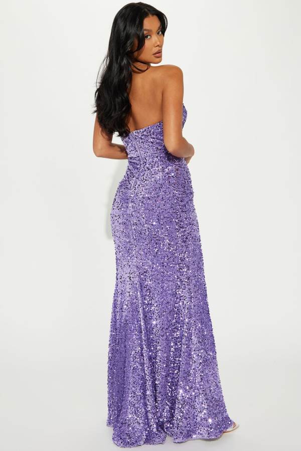 Purple Fashion Nova Genesis Sequin Maxi Women Dress USA | 143657TOK