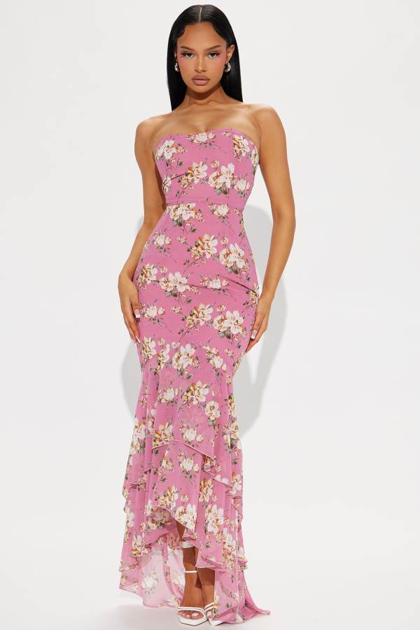 Purple Fashion Nova Jeannie Floral Maxi Women Dress USA | 731980VGC