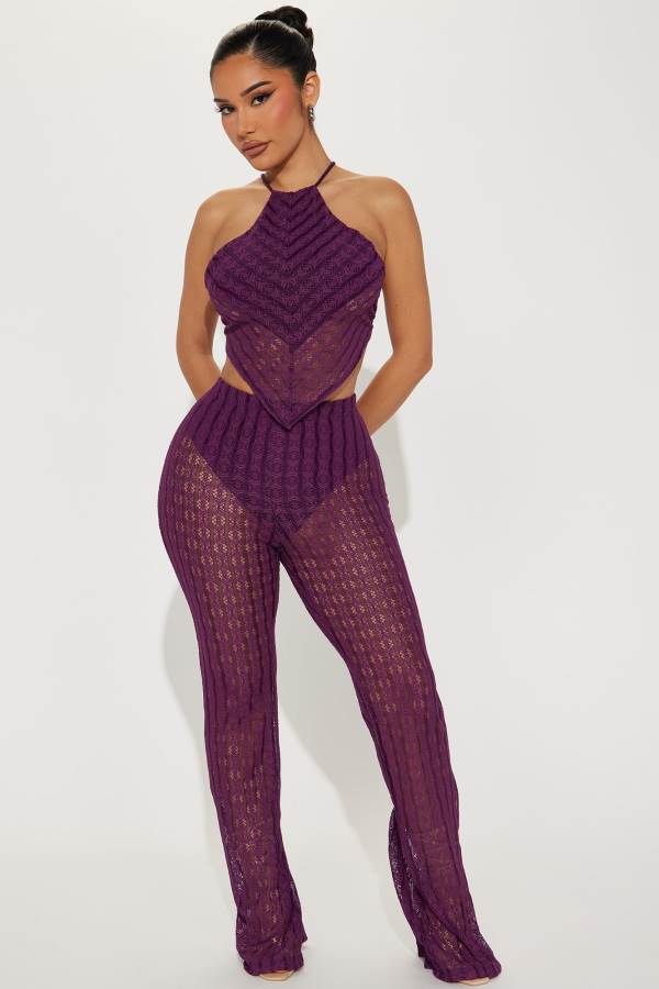 Purple Fashion Nova Keep It First Class Pant Set Women Pants USA | 583714IPL