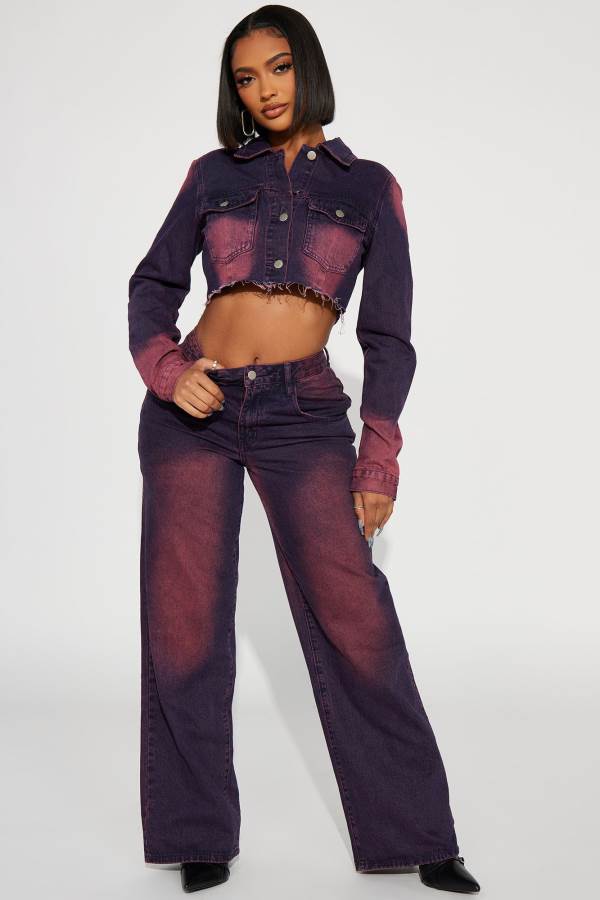 Purple Fashion Nova Never Going Back Tinted Non Stretch Wide Leg Women Jeans USA | 569482SKU