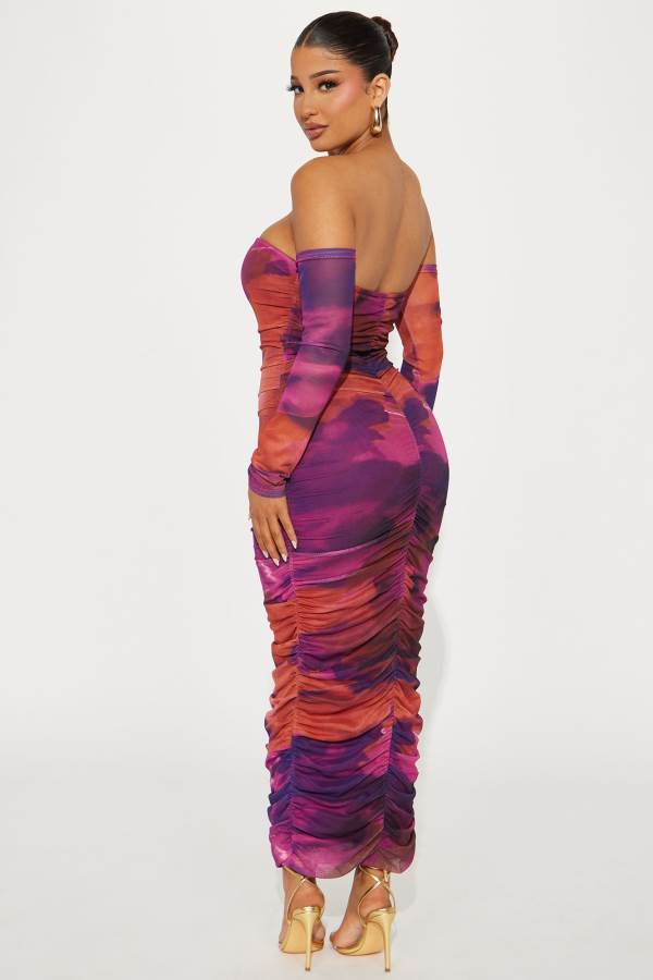 Purple Fashion Nova Sangria Sunset Maxi Women Dress USA | 695871VWJ