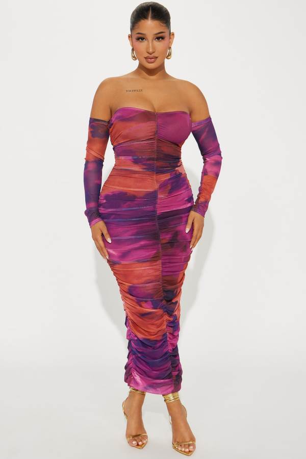 Purple Fashion Nova Sangria Sunset Maxi Women Dress USA | 695871VWJ