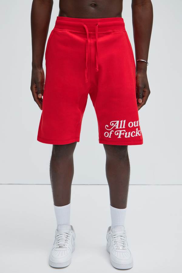 Red Fashion Nova All Out Of Fucks Men Sweatshorts USA | 028719FQL