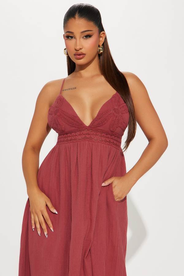 Red Fashion Nova Beach Vacation Maxi Women Dress USA | 092734DYB