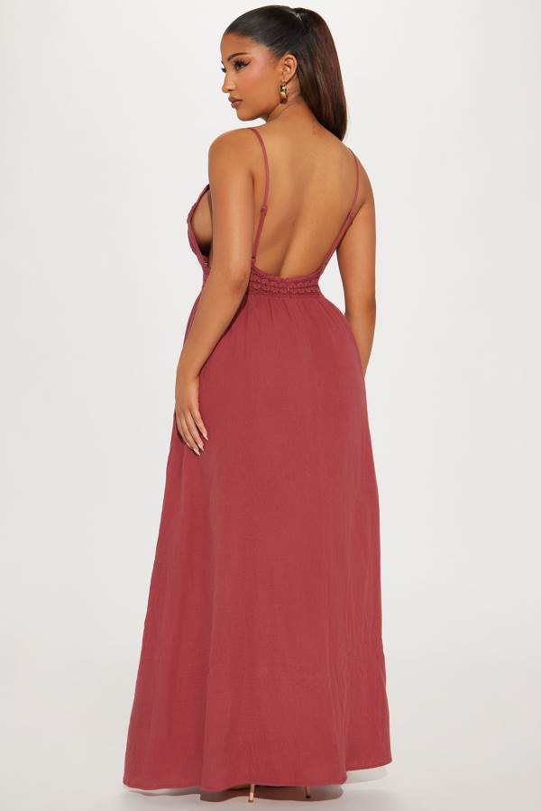 Red Fashion Nova Beach Vacation Maxi Women Dress USA | 092734DYB