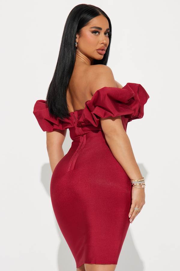 Red Fashion Nova Belinda Bandage Mini Women Dress USA | 564832BJC