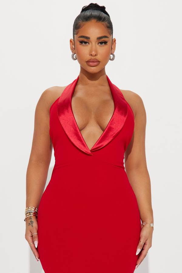 Red Fashion Nova Black Tie Only Maxi Women Dress USA | 263854WSR