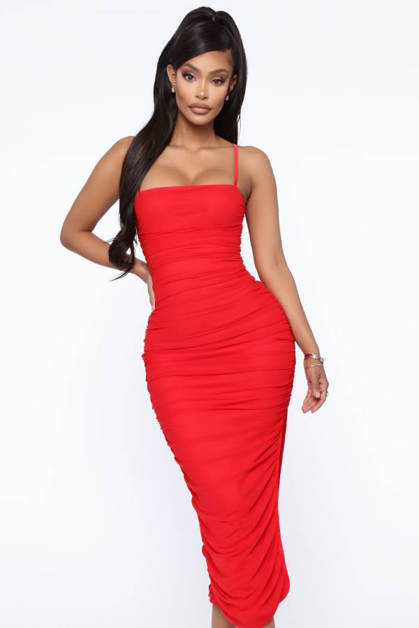 Red Fashion Nova Feeling My Mesh Women Dress USA | 564820BCX