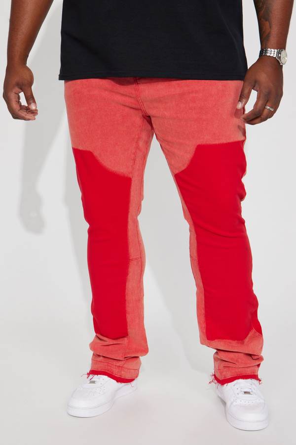 Red Fashion Nova Hardwear Stacked Skinny Flare Men Jeans USA | 567234PSB