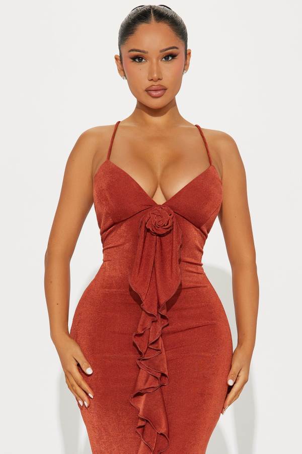 Red Fashion Nova Mariella Rose Maxi Women Dress USA | 237491NVO