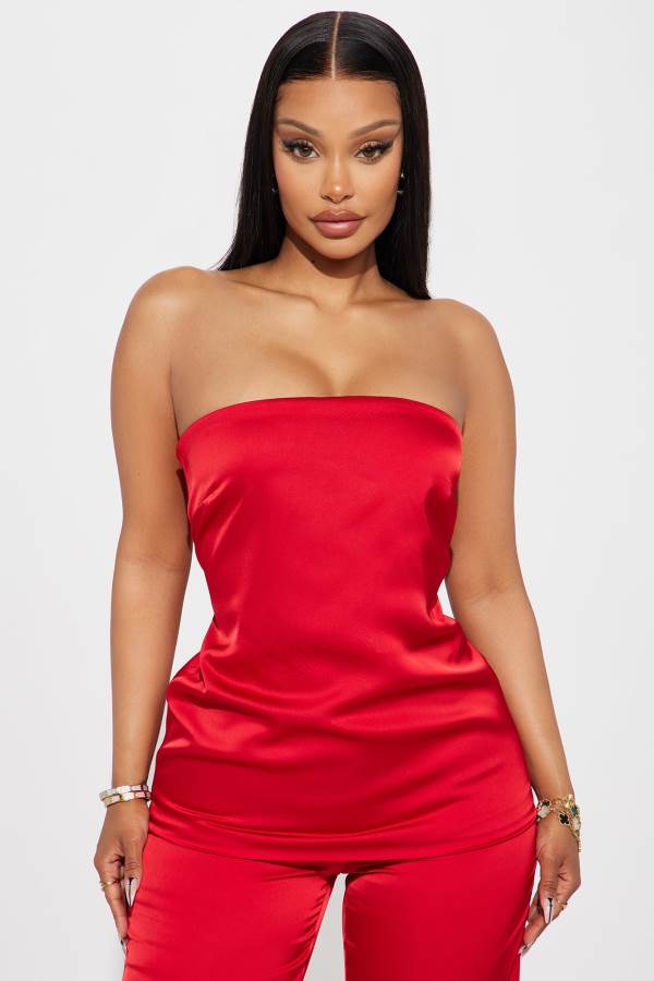 Red Fashion Nova Natasha Satin Pant Set Women Pants USA | 284956EDO