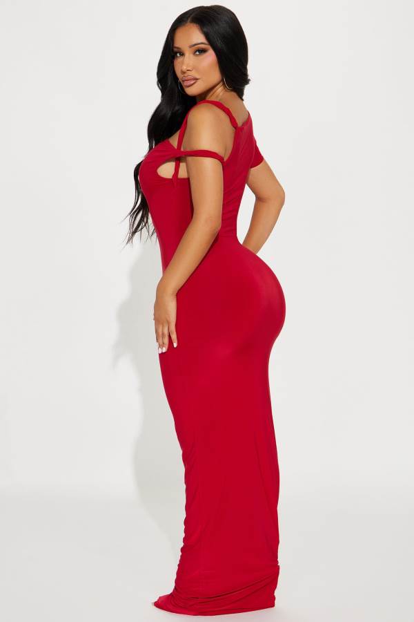 Red Fashion Nova Olympia Twist one shoulder Maxi Women Dress USA | 572389YUS