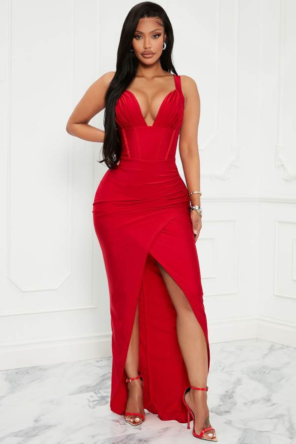 Red Fashion Nova On Scene Maxi Women Dress USA | 367802MZS