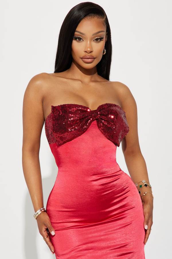 Red Fashion Nova Serena Satin Mini Women Dress USA | 021367IEA