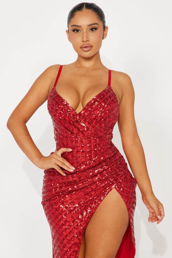 Red Fashion Nova Shanel Sequin Maxi Women Dress USA | 740152YPT