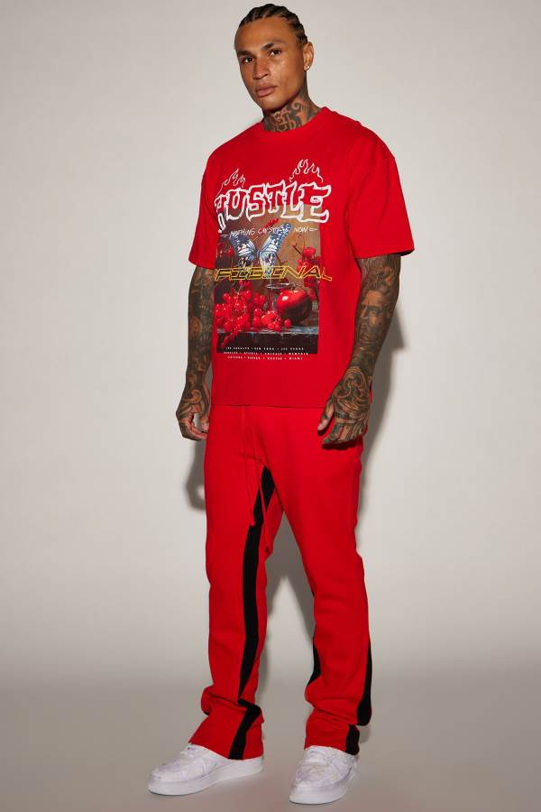 Red Fashion Nova Tyson Flared Men Sweatpants USA | 031587ECB