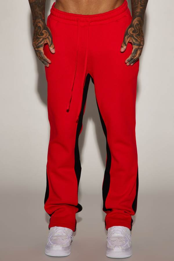 Red Fashion Nova Tyson Flared Men Sweatpants USA | 031587ECB