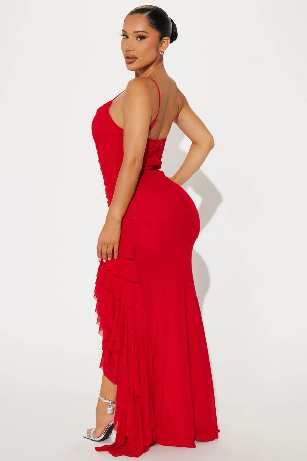 Red Fashion Nova Wildest Dreams Mesh Maxi Women Dress USA | 023789CRK