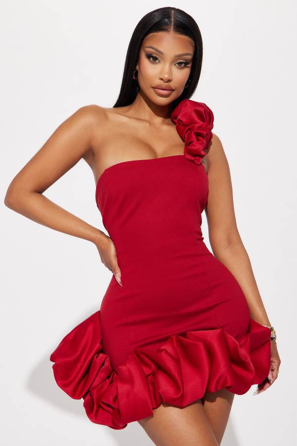 Red Fashion Nova Wilma Ruffle Mini Women Dress USA | 649023LIN