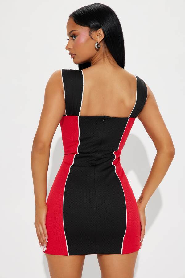 Red / Black Fashion Nova 32 Jersey Mini Women Dress USA | 394207NUI