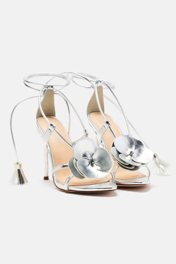 Silver Fashion Nova Capture This Heeled Women Sandals USA | 527638UDW