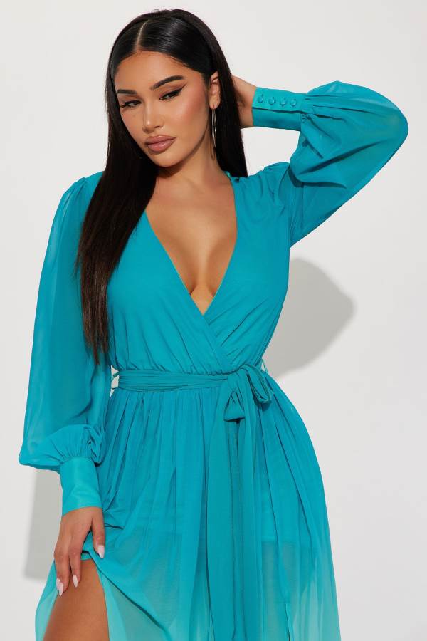 Turquoise Fashion Nova Alli Ombre Maxi Women Dress USA | 483651DWS