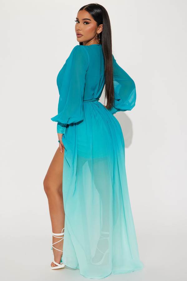 Turquoise Fashion Nova Alli Ombre Maxi Women Dress USA | 483651DWS