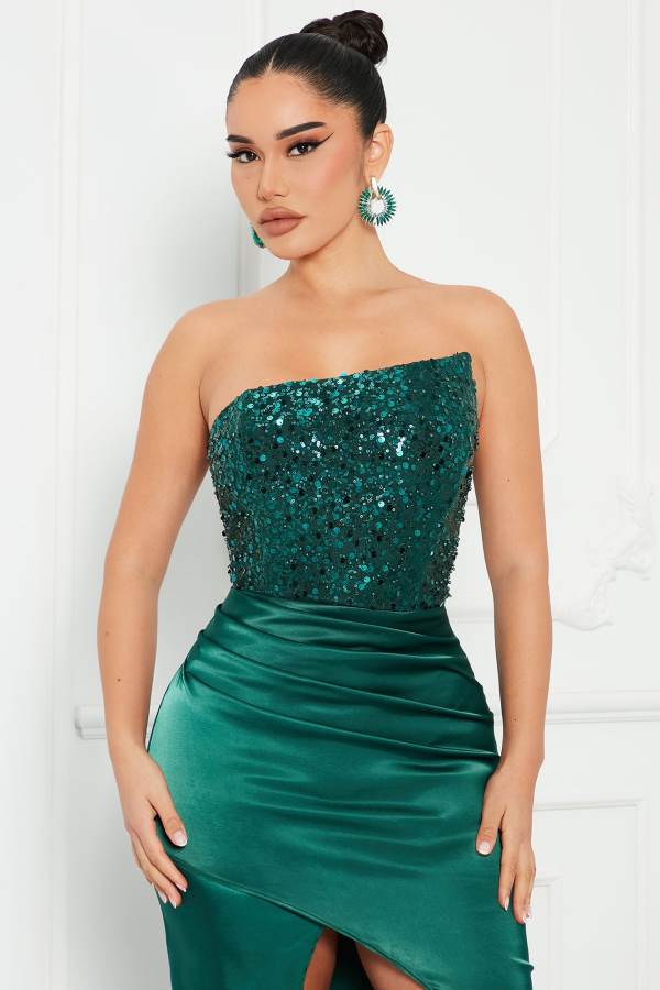 Turquoise Fashion Nova Sophia Satin Maxi Women Dress USA | 120796FZL