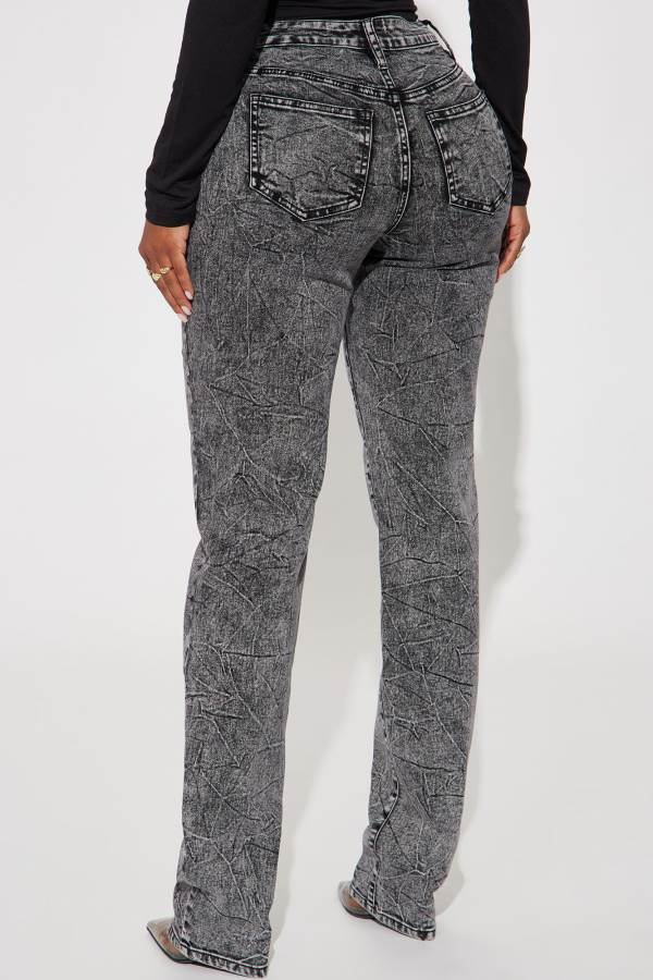 Wash Black Fashion Nova Take You There Stacked Straight Leg Women Jeans USA | 703586FPL