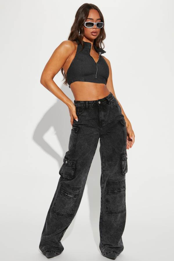 Wash Black Fashion Nova Tall Mad For You Cargo Women Jeans USA | 326751EPU