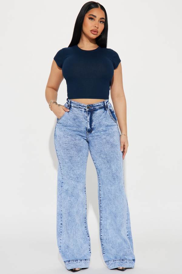 Wash Blue Fashion Nova Margot Stretch Trouser Women Jeans USA | 718256PZL