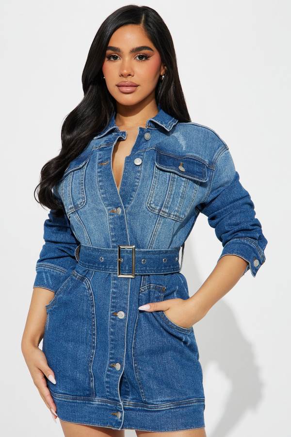 Wash Fashion Nova Alison Denim Mini Women Dress USA | 285743KUZ