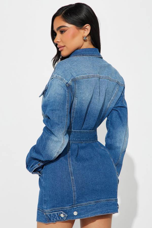 Wash Fashion Nova Alison Denim Mini Women Dress USA | 285743KUZ