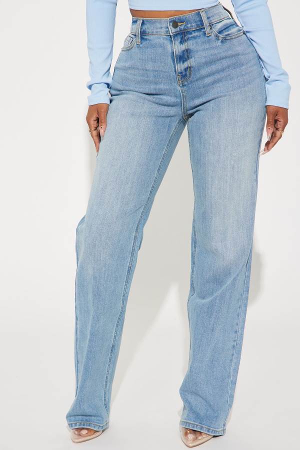 Wash Fashion Nova Be Authentic Slouchy Stretch Straight Leg Women Jeans USA | 870964FJH