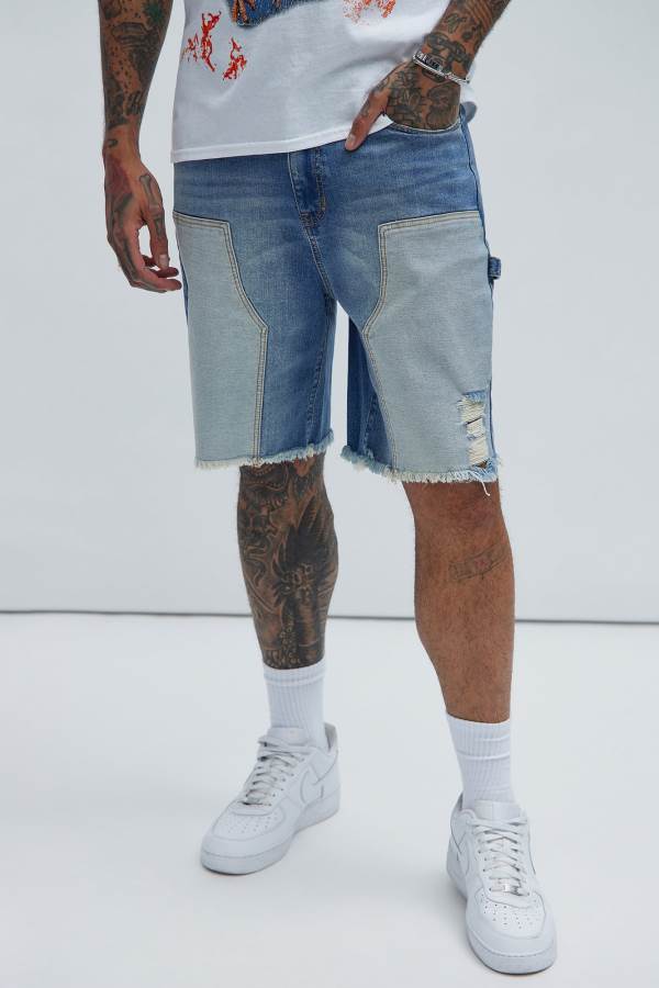 Wash Fashion Nova Braddy Carpenter Relaxed Men Shorts USA | 275814EAI