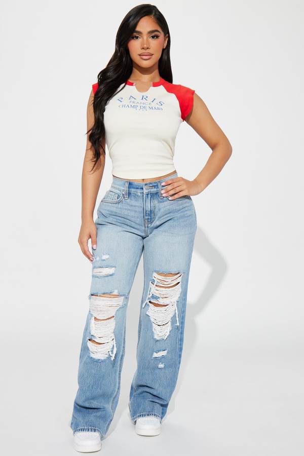 Wash Fashion Nova Call It Quits Ripped Straight Leg Women Jeans USA | 078693KHN