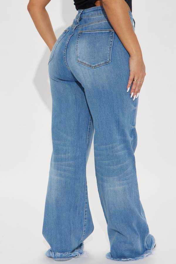 Wash Fashion Nova Can't Be Bothered Soft Stretch Wide Leg Women Jeans USA | 264509WFV