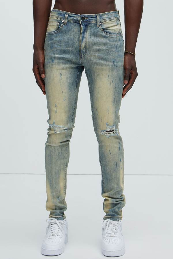 Wash Fashion Nova Come Back Ripped Skinny Men Jeans USA | 317405ZIF