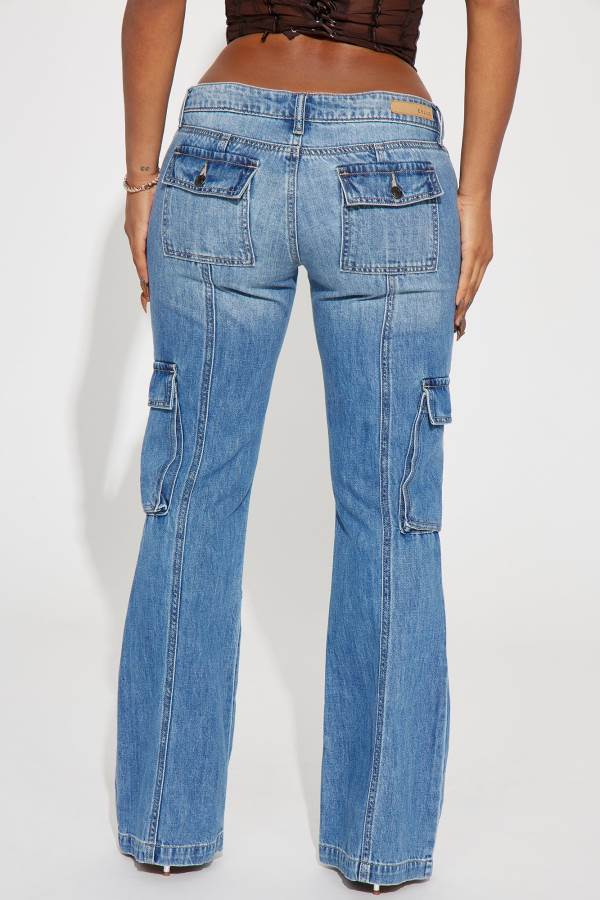 Wash Fashion Nova Dropping By Cargo Flare Women Jeans USA | 419687UQP