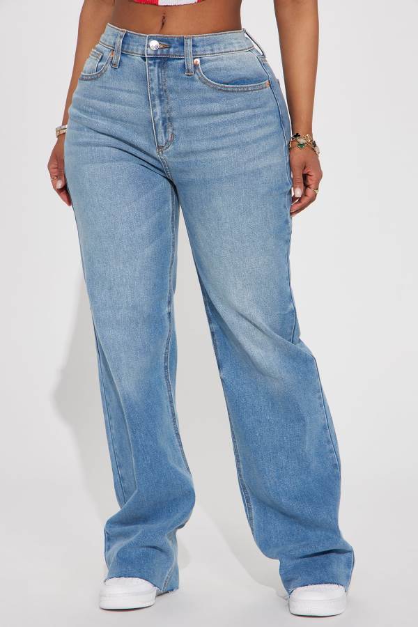 Wash Fashion Nova Just A Girl Stretch Straight Leg Women Jeans USA | 759684OML